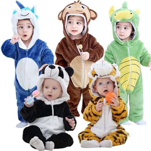 Baby Rompers Winter Boy Girl Pajamas New Born Baby Clothes Kigurumi Kids Onesie Animal Pajamas Panda Jumpsuit Ropa Bebe Costumes