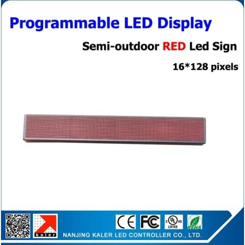 RED LED Sign Board Semi-outdoor Programmable Display Scrolling Message Advertising Business Sign Red Color 16*128dots