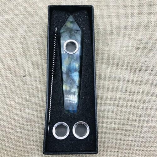 Natural Quartz Crystal Labradorite Stone Smoking Pipe To Heal