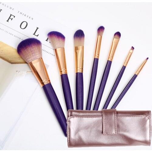 7pcs Profession Makeup Brush Set With Bag Powder Foundation Large Eye Shadow Angled Brow Pink Black Brushes