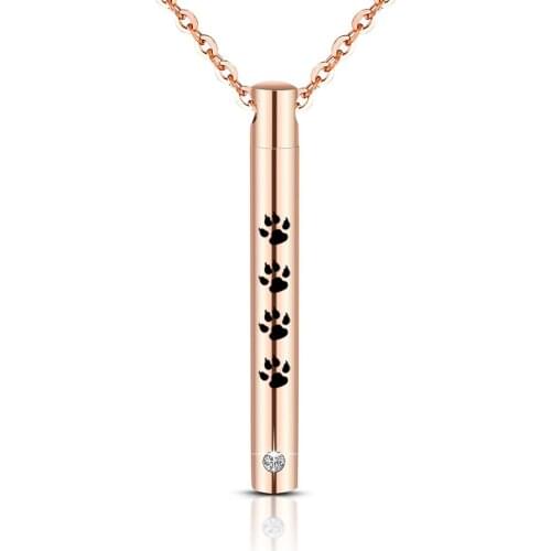 Stainless Steel Ash Jewelry cat Paw Print Cylinder Cremation Jewelry for Ashes Keepsake Urn Pendant,Pet Memorial Gifts