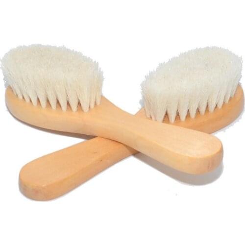 New Baby Care Pure Natural Wool Baby Wooden Brush Comb Brush Baby Hairbrush Newborn Hair Brush Infant Comb Head Massager