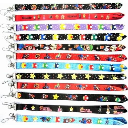 New cartoon pattern neck lanyard keychain ID card gym mobile phone belt USB badge clip DIY sling