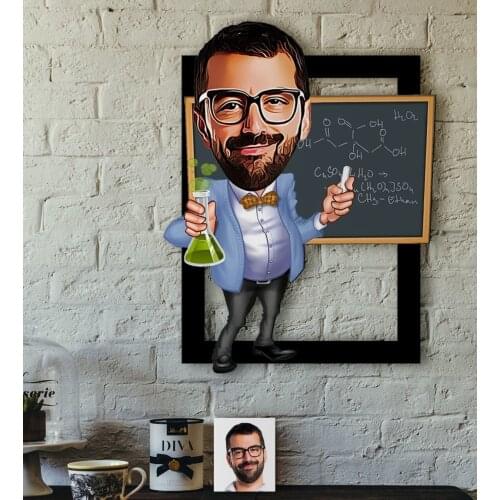 Personalized Mr Chemistry Teacher Caricature OF 3D Wood Tablo-1 Reliable Quality Cost Effective Gift Home Decoration wall
