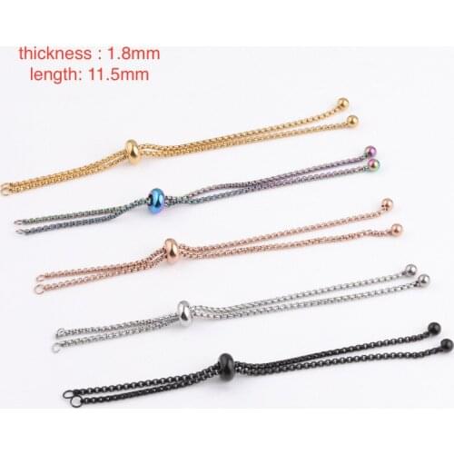 20pcs/lot Stainless Steel Adjustable Slider Chain for Jewelry Making DIY Loops Connector Pendants Bracelets Accessories Findings