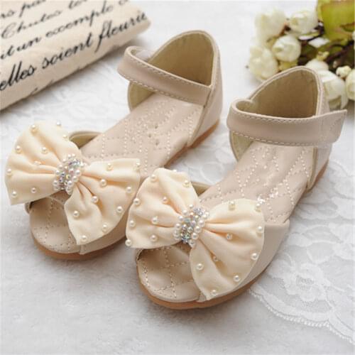 Girls Peep Toe Microfiber Leather Sandals Flats with Botnet Kids Shoes for Party 201A-66