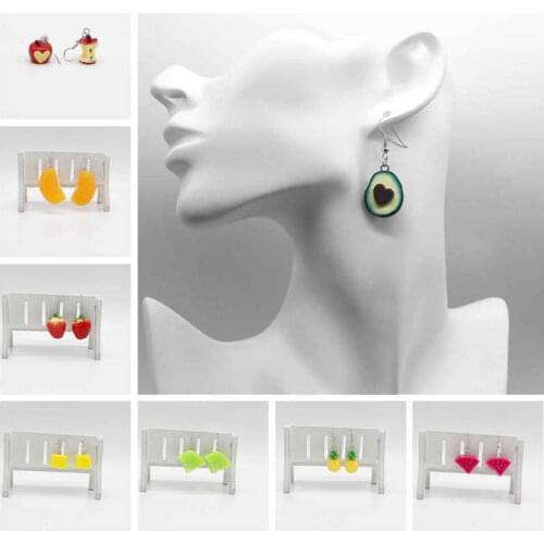 New fruit-shaped earrings, artificial apple, orange, strawberry, pineapple, avocado pendant earrings, fruit charm jewelry earrin
