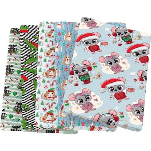 Snowman New Year Christmas 4 Ways Stretch Knit Cotton Fabric Sewing Quilting Needlework Material DIY Handmade Cloth,c13683
