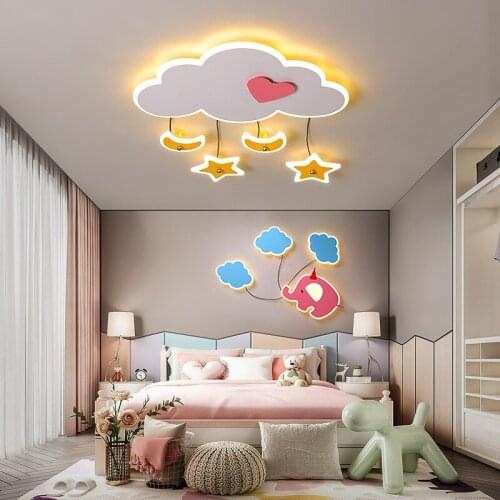 Modern simple bedroom boy girl creative cartoon Princess Room led warm childrens room ceiling lamp