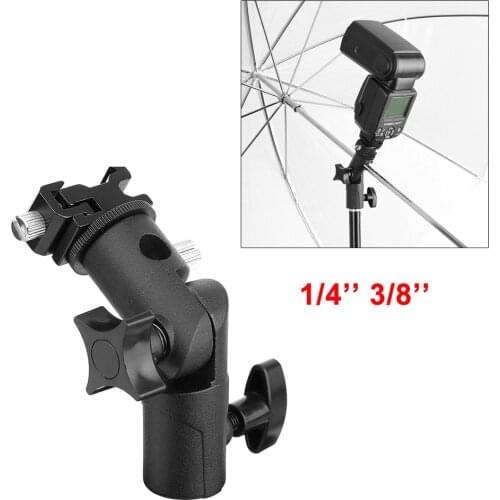 Universal Metal Flash Light Bracket Stand Speedlite Umbrella Holder adapter with 1/4" 3/8" Screw Mount Hot Shoe
