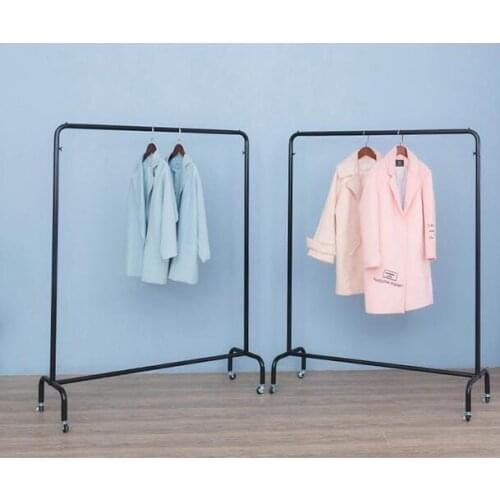 Clothing store display rack floor-type special gantry hanging hanger single rod shelf display rack movable with wheels