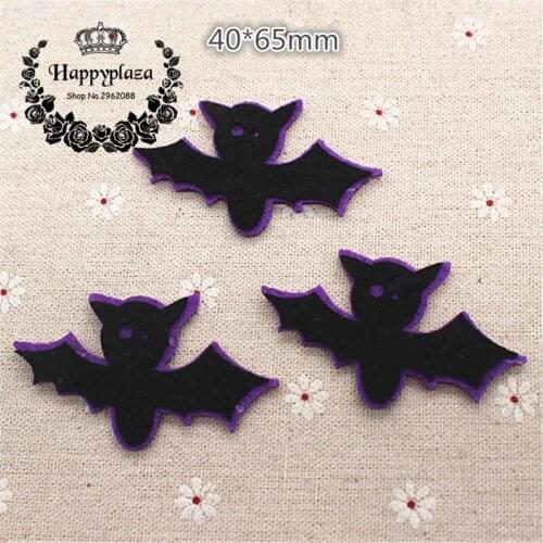 10pcs Kawaii Handmade Non-woven Fabric Halloween Bat Applique Patches Felt Accessories DIY Craft Scrapbooking,40*65mm