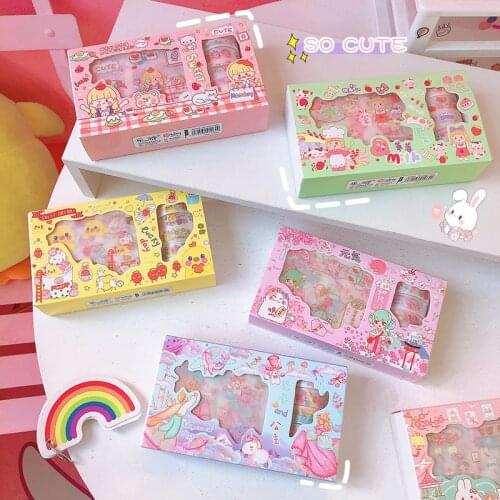 5pcs/set Cartoon Lovely Washi Tape Set Cute Boxed Decorate Masking Stationery Kawaii Gift School Supplies