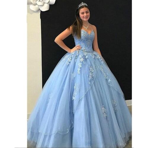 ANGELSBRIDEP Sweetheart Blue Ball Gown Quinceanera Dresses For 15 Party Fashion Applique Beaded Princess Birthday Gowns Hot