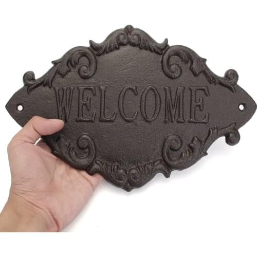 Welcome decorative plaques creative retro shop signs Cast Iron Country Cottage House Home Garden Wall Outdoor Hanging Decor
