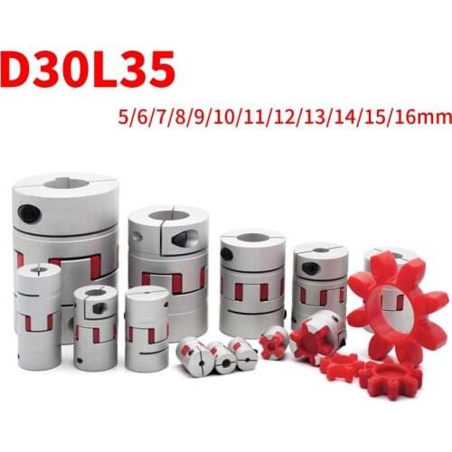 1PCS D30L35 Aperture 6-16mm CNC Flexible Plum Coupling Shaft Coupler D20 L30 Jaw Clamp Metal