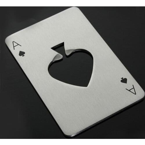 Hot Sale 200PCS Stainless Steel Stylish Poker Playing Card Ace of Spades Vinho Ferramentas Beer Bottle Cap Opener Gift ZA1019
