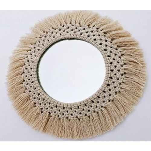 Innovative Cotton Artistic Decoration Round Makeup Mirror Bathroom Wall Decor Tapestry Room Decor Aesthetic
