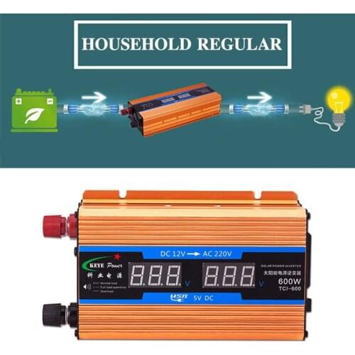 Pure Sine Wave Inverter DC 12v/24v To AC 110V/220V Power Solar Converter 600W Transformer Car 1200W Voltage N2J4