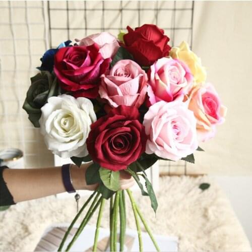 5Pcs Artificial Flowers Bouquet Beautiful Silk Roses Wedding Home Table Decor Arrange Fake Plants Valentines Day Present