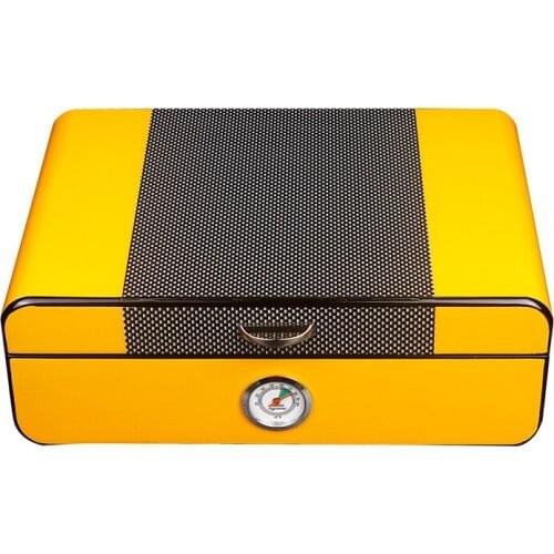 High Carbon Fiber Cigar Box Cedar Wood Cigar Humidor Adjustable Cigar Storage Case Cigar Humidor Sigaren Box For 30-35 Cigars