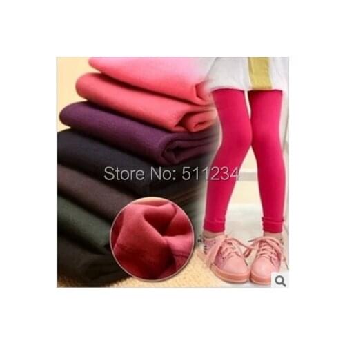 1PC New 2015 Kids autumn winter Solid Leggings Inside Plus Velvet Fashion Children Pants Warm Girl Leggings