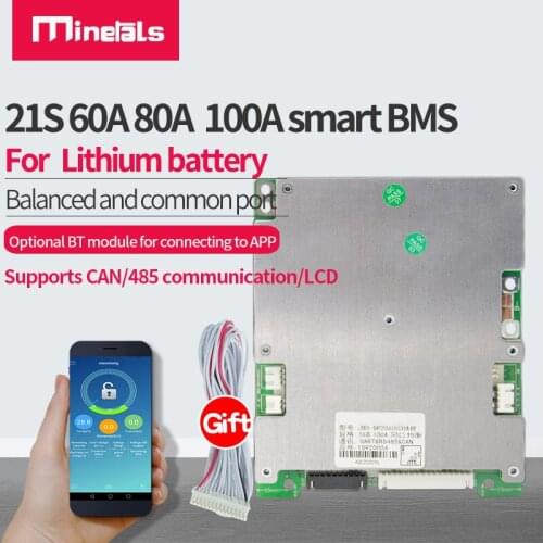 21s smart 72v Li-ion bms 60a 80a 100a bluetooth app lithium battery pack pcm port common can 485 60v LiFepo4 bms