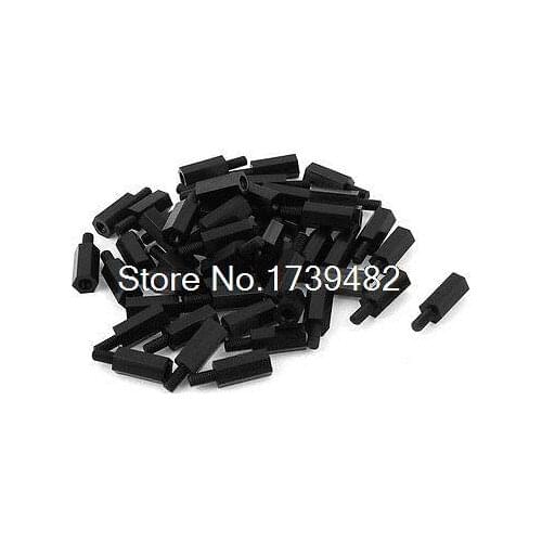 M3 12+6mm Male Female Thread Nylon Hex Standoff Spacer Screws PCB Pillar 50pcs