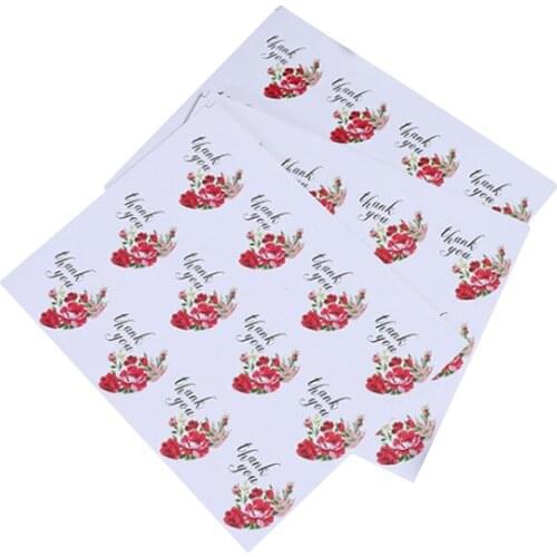 120 Pcs/lot Creative Thank You Hand Made DIY Multifunction Self-adhesive Rose Seal Sticker Gift Packaging Label School Supply