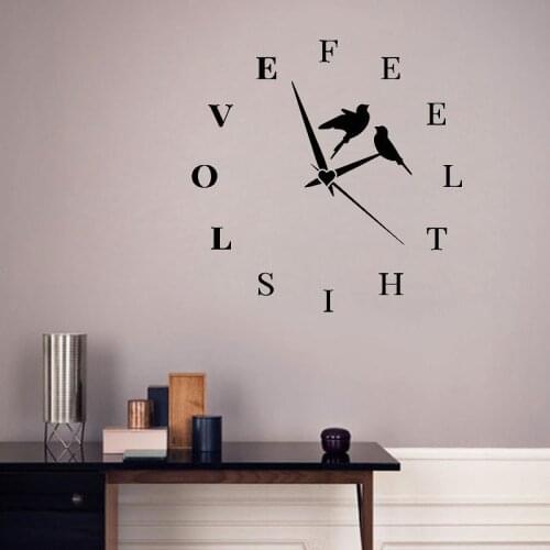Birds Clock Wall Decal Lettering Feel This Love Vinyl Window Stickers Home Decor for Living Room Bedroom Art Creative Mural