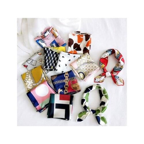 50*50cm New Silk Scarf Small Square Scarf Female Korean Occupation Variety Decorative Multi-Function Printed Neckerchief Scarf