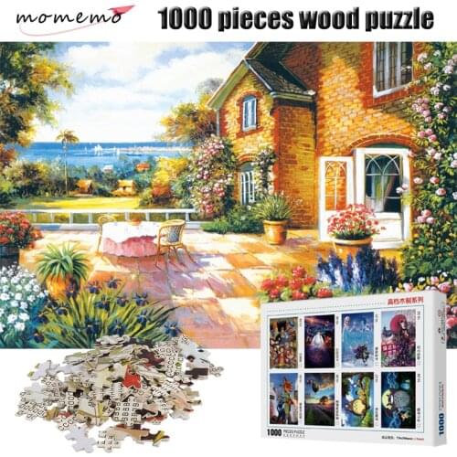 MOMEMO Mediterranean Sea Scenery Puzzle 1000 Pieces Landscape Wooden Jigsaw Puzzles Adult Entertainment Assembling Toys Kid Gift