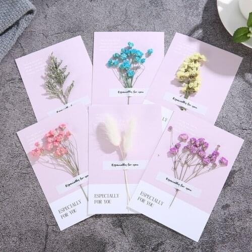 10Pcs Dried Flower Greeting Cards Universal Thanksgiving Birthday Creative Greeting Card Invitation Cards wedding guests Cards