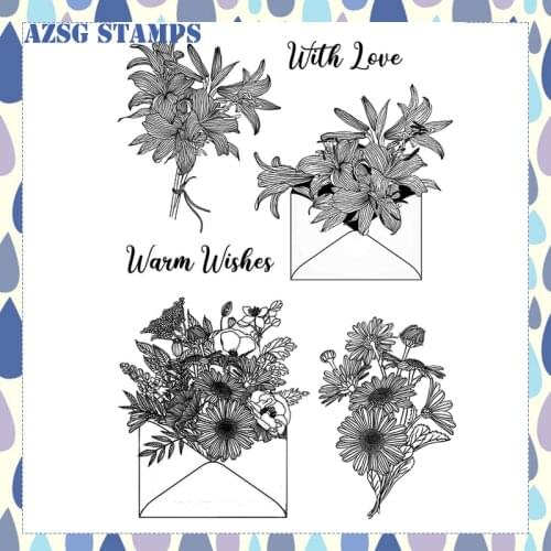 Envelope flowers Transparent Clear Silicone Stamps for DIY Scrapbooking/Card Making/Kids Crafts Decoration Supplies OS-78