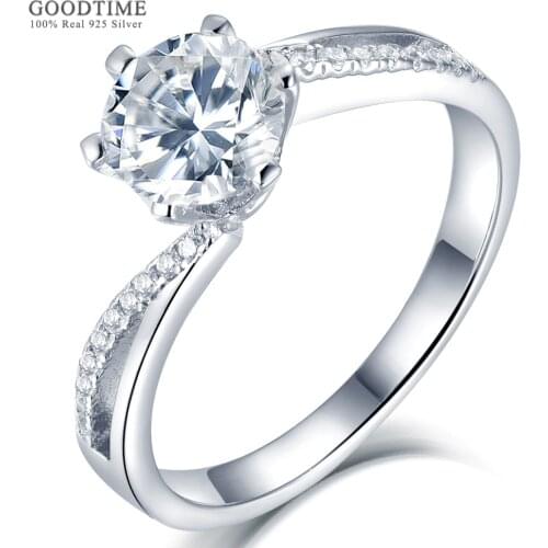 Luxury Women Moissanite Ring Pure 100% 925 Sterling Silver Ring Anniversary Valentines Jewelry Gift For Lover