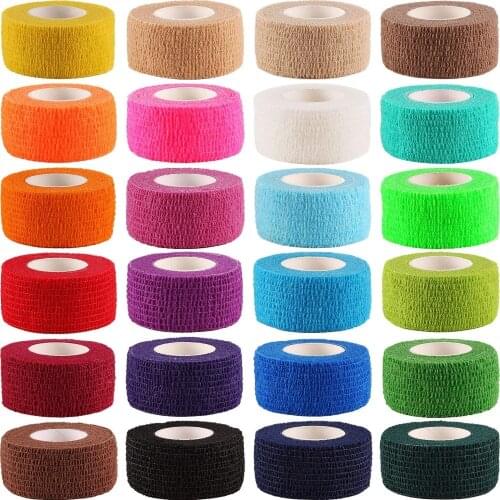 24 Pieces Adhesive Wrap Bandage Rolls Self-Adherent Tape for Sports, Wrist and Ankle, 5 Yards (24 Colors, 1 inch)