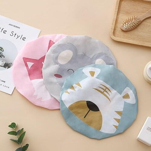 1Pcs Waterproof Cartoon Bath Hat Double Layer Shower Hair Cover Women Child Supplies Shower Cap Bathroom Accessories