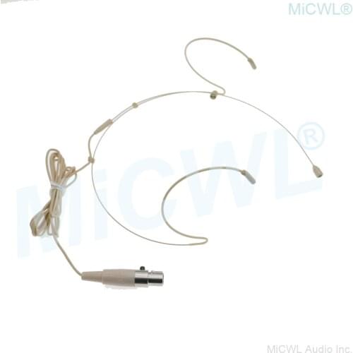 Hidden Dual ear Hook Headset Microphone for AKG Samson Gemini Wireless TA3F Mini 3Pin Beige