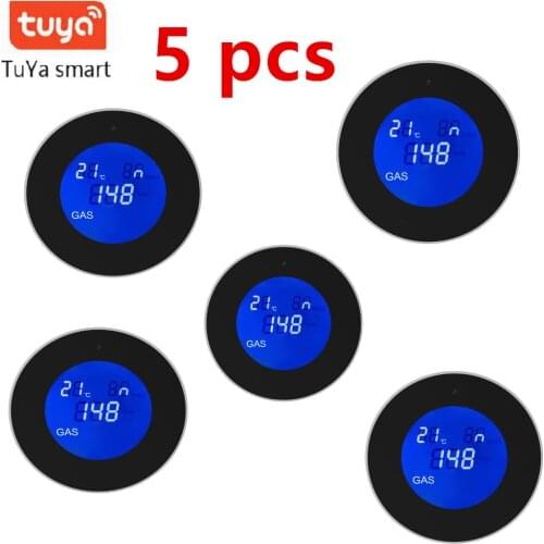 Tuya Wifi Smart Natural Gas Alarm Sensor With temperature function Combustible Gas Leak Detector LCD Display Smart Life App