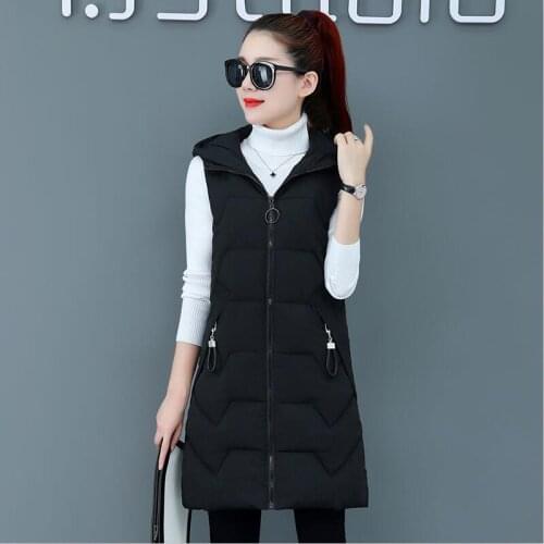Spring And Autumn Coat Female Sleeveless New 2021 Waistcoat Womens Warm Vest Long Slim Thick Jacket Women Vests Black