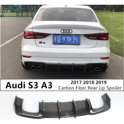 For Audi S3 A3 Sports Edition 2017 2018 2019 Carbon Fiber Rear Lip Spoiler Diffuser Exhaust High Quality Auto Bumper Accessories