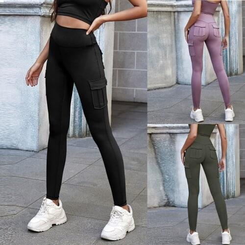 Women Yoga Pants High Waist Military Style Sport Leggings Gym Slim Fit Pocket Sweatpants Outdoor Running Fitness Yoga Pants