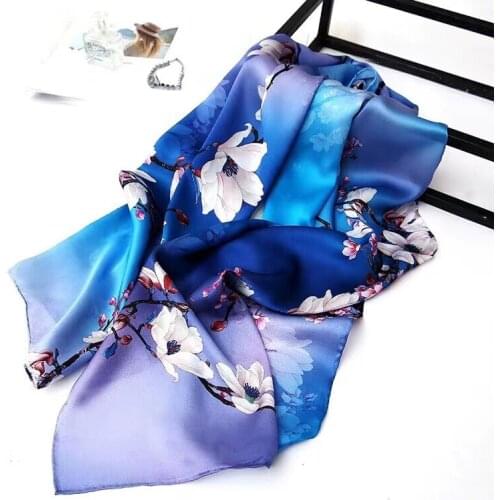 Women girls 100% Real Mulberry SILK satin SCARF wrap shawl sarongs Silk Neckerchiefs 180*55cm factory sale MIXED 2pcs/lot #4110