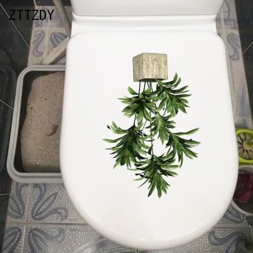 ZTTZDY 16.2×23.8CM Square Flowerpot Potted Plant WC Toilet Decoration Home Room Wall Stickers T6-0184