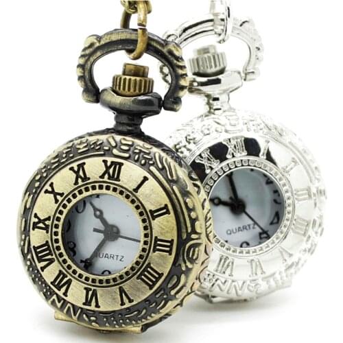 10pcs/lot Vintage Antique Mini Hunter case Roman Numeral Round Pocket Watch Necklaces pendant.birthday party promotion gift