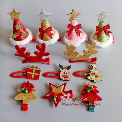 Pet Hair Accessories Cute Dog Christmas Hat Wool Knitting Multicolor Pet Hair Accessories Wholesale Pet Clip 10pcs