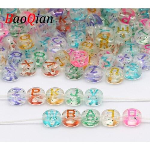 100-500pcs Transparent Starry Sky Acrylic Colorful Letter Beads For Jewelry Making Charm Bracelet Necklace DIY Pacifier Chain