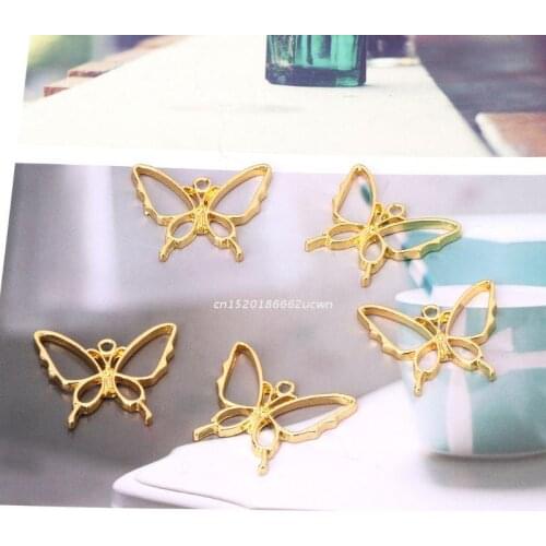 5Pcs Butterfly Resin Blank Frame Pendants Bezel Cabochon Setting Jewelry Making Dropship