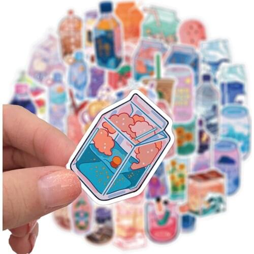 50pcs INS Style Cute Drinking Cartoon Stickers Laptop Guitar Luggage Fridge Waterproof Graffiti Decal Sticker kid Classic Toys