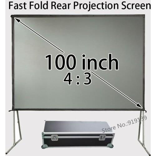 80x60inch Viewable Size 4:3 Rear Projection Screen Fast Folding Frame With Travel Case For Business